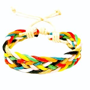 Handmade Multicolored Threaded Cord Adjustable Bracelet